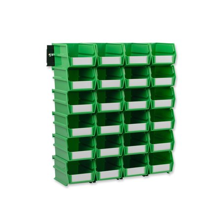 Triton Products Polypropylene Wall Storage Bin Kit, 5.375 in. D x 3 in. H x 4.125 in. W, Green 3-210GRNWS